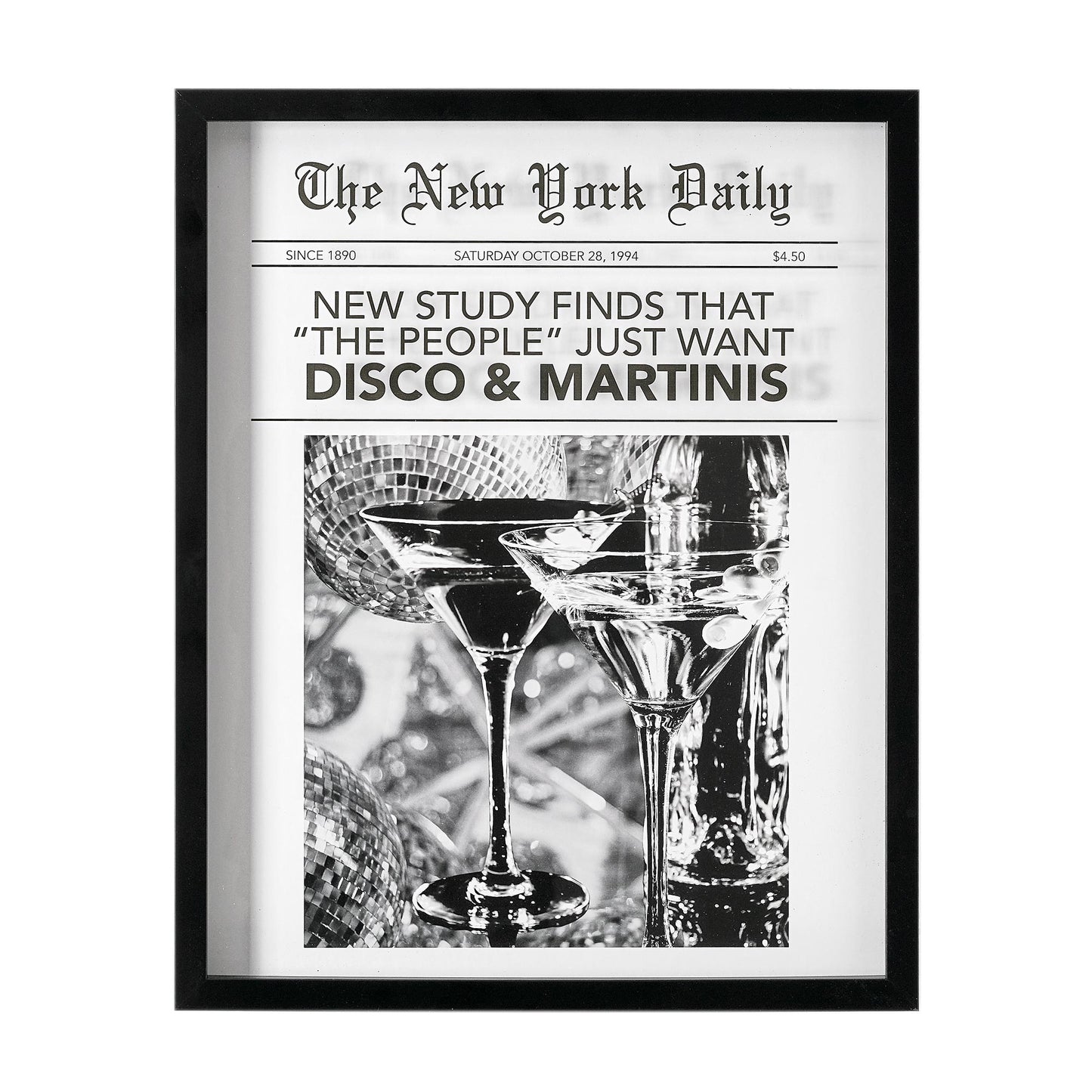 New York Daily Printed Glass Framed Wall Decor
