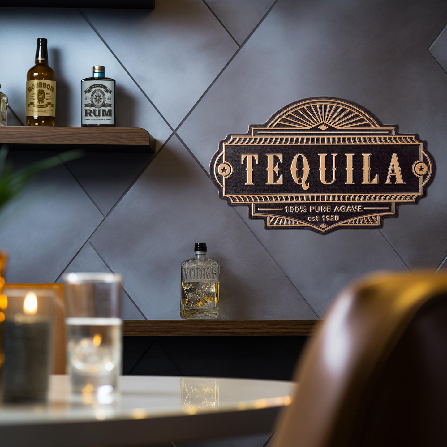 Tequila Embossed Metal Bar Sign
