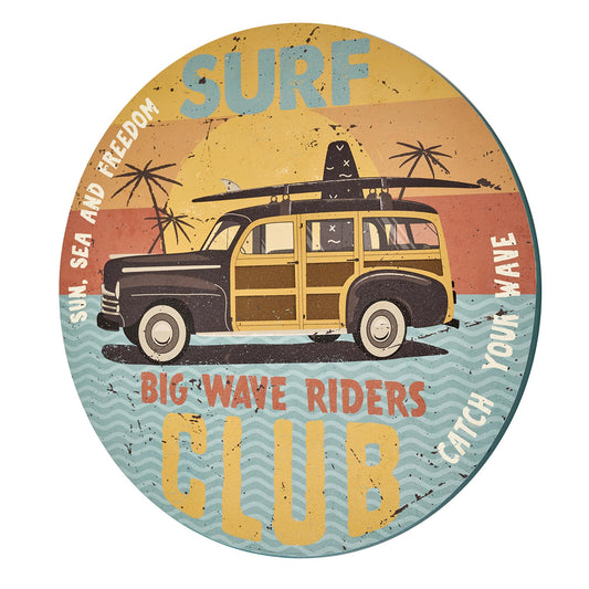 Surf Club Round MDF Wall Plaque - 20" x 20" x 0.35"
