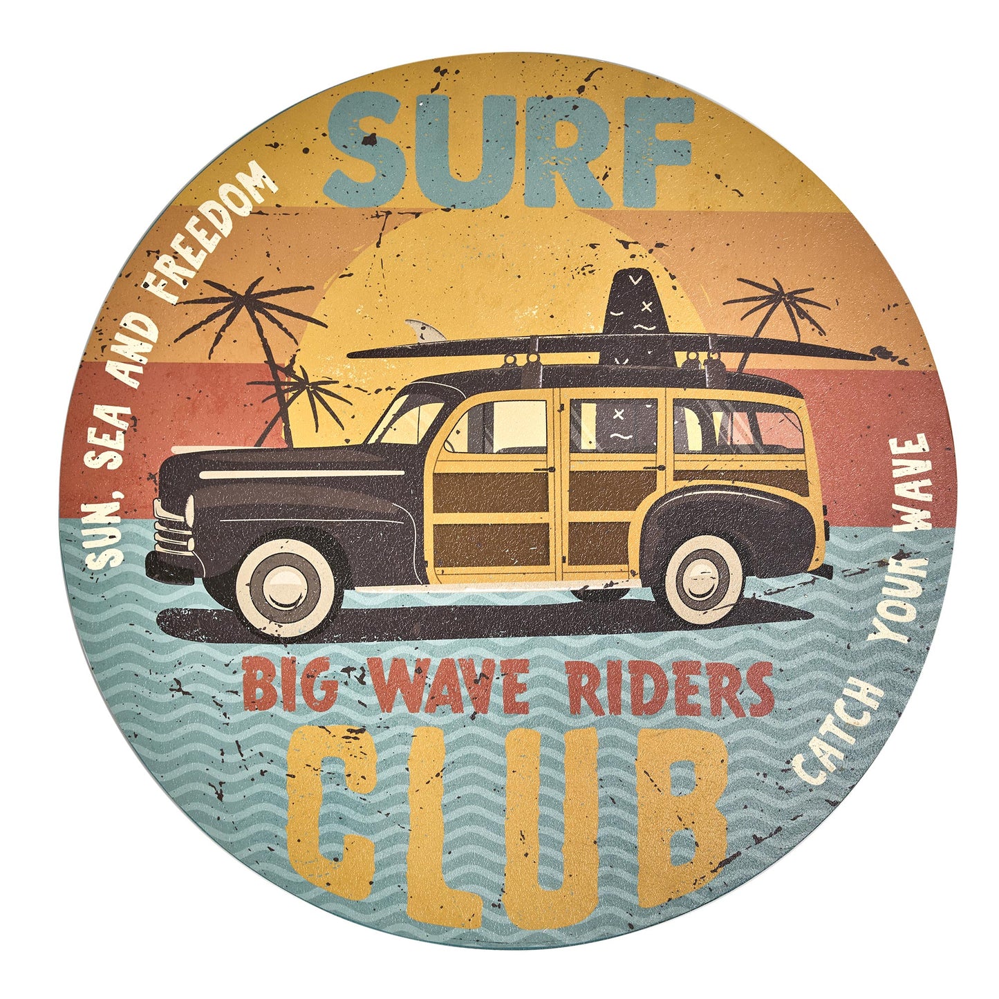 Surf Club Round MDF Wall Plaque - 20" x 20" x 0.35"