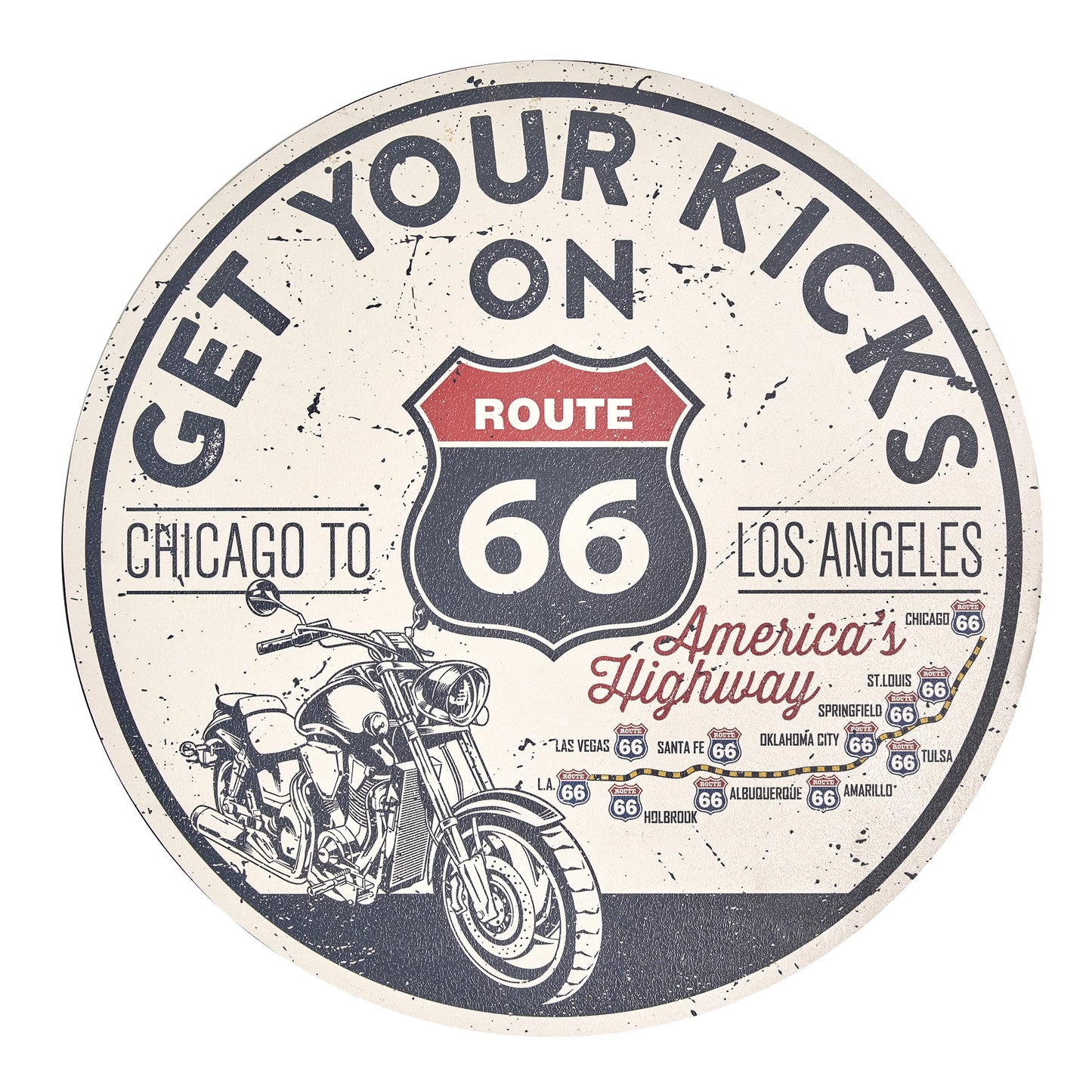 Get Your Kicks Round MDF Wall Plaque - 20" x 20" x 0.35"