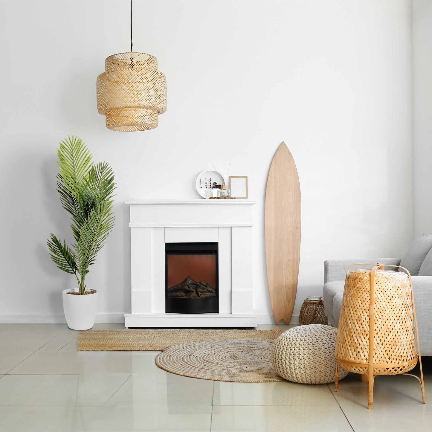 Artificial Palm Tree in White Tapered Ceramic Pot - 48" - Botanica Home ™