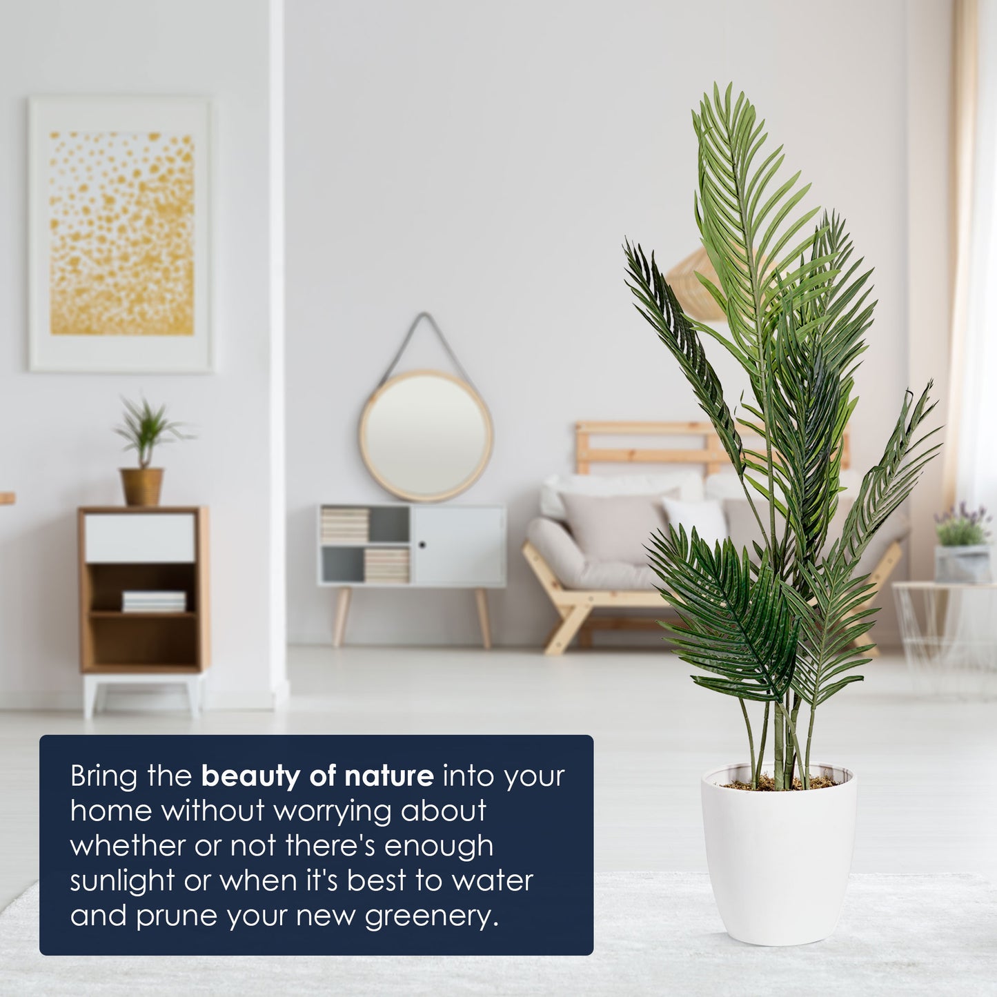 Artificial Palm Tree in White Tapered Ceramic Pot - 48" - Botanica Home ™