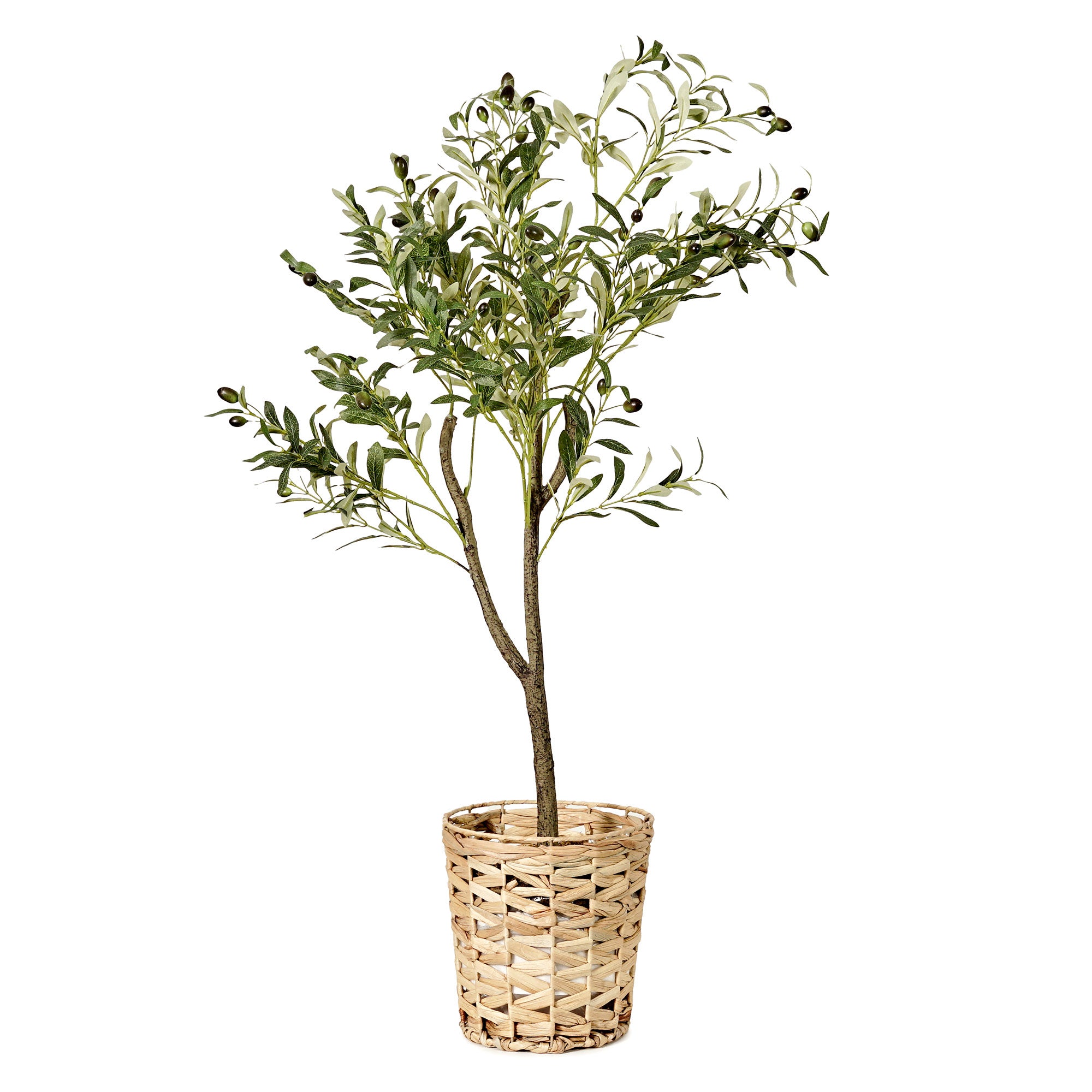 Artificial Olive Tree in Water Hyacinth Woven Basket - 48