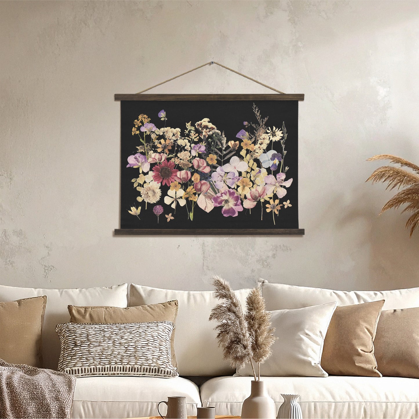 Boho Botanical Dried Flowers Wall Art - Framed Floral Decor