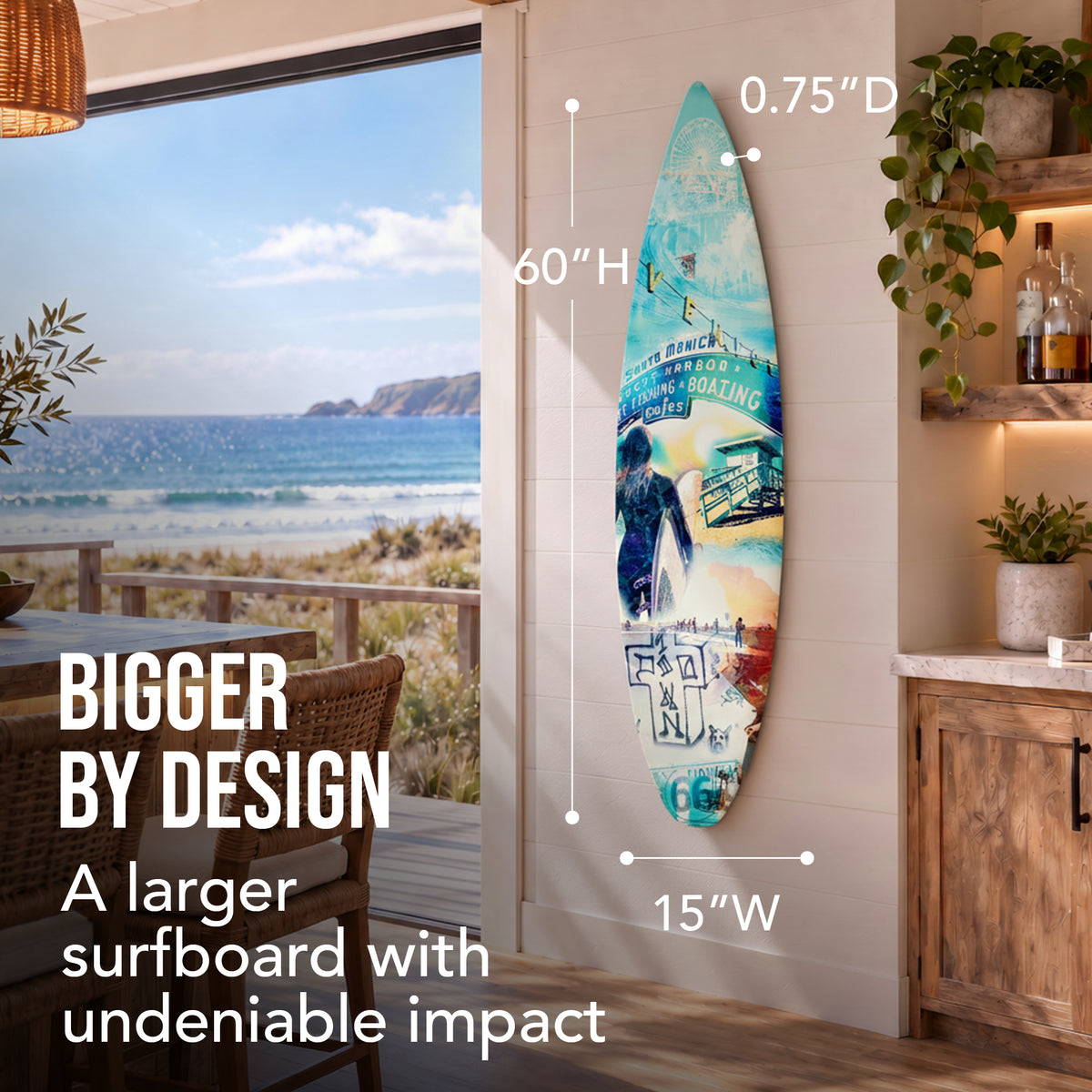 Dogtown Collage Surfboard Plaque Wall Sign