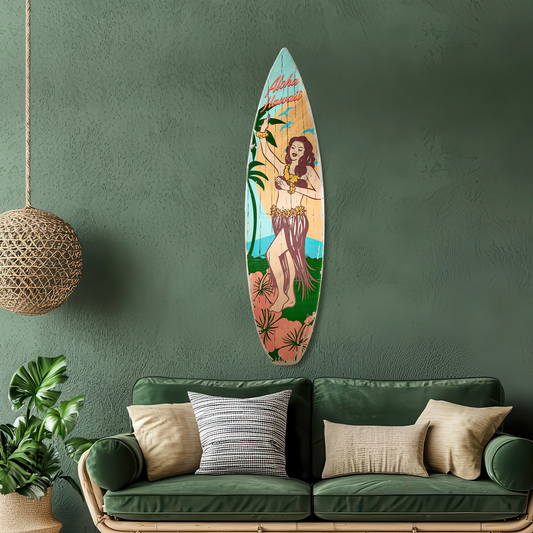 Aloha Hawaii Surfboard Plaque Wall Sign