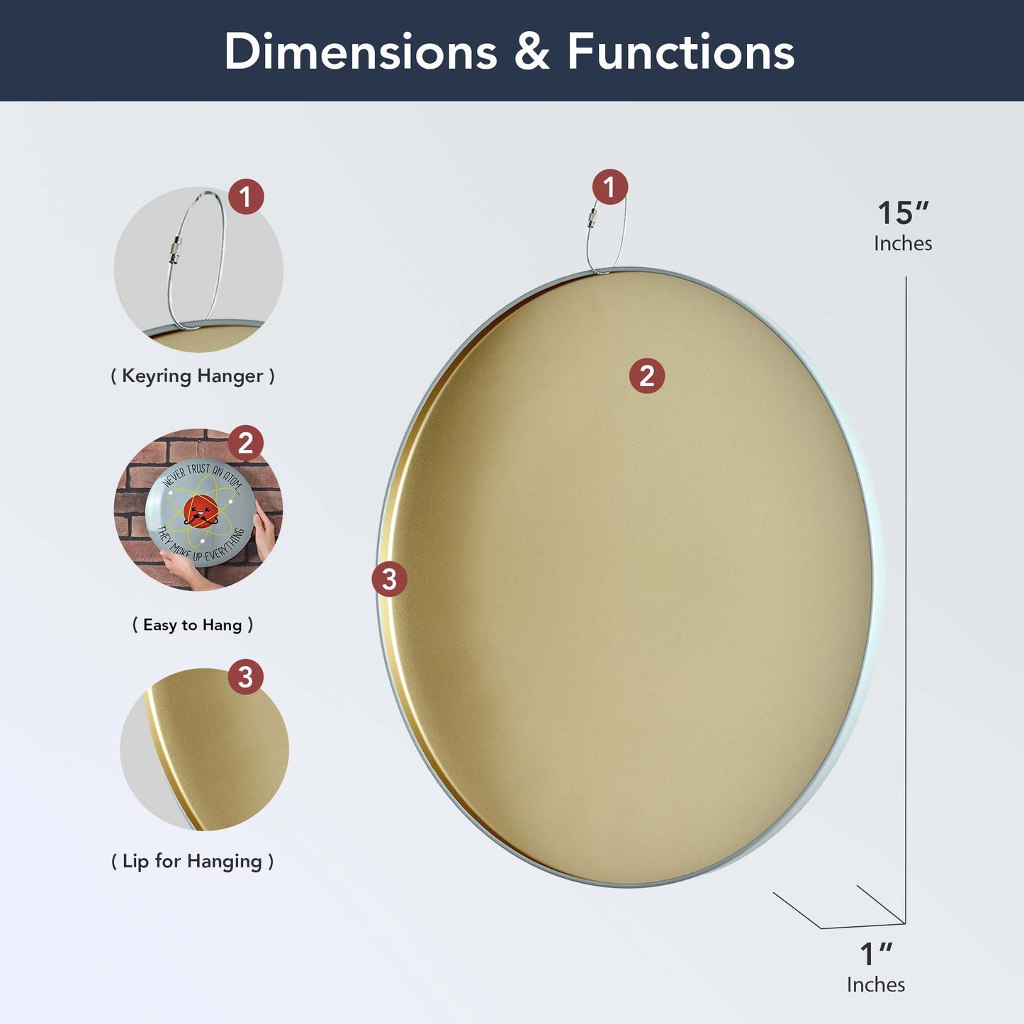 Never Trust An Atom Domed Metal Sign Round Dome Metal Sign - 15"