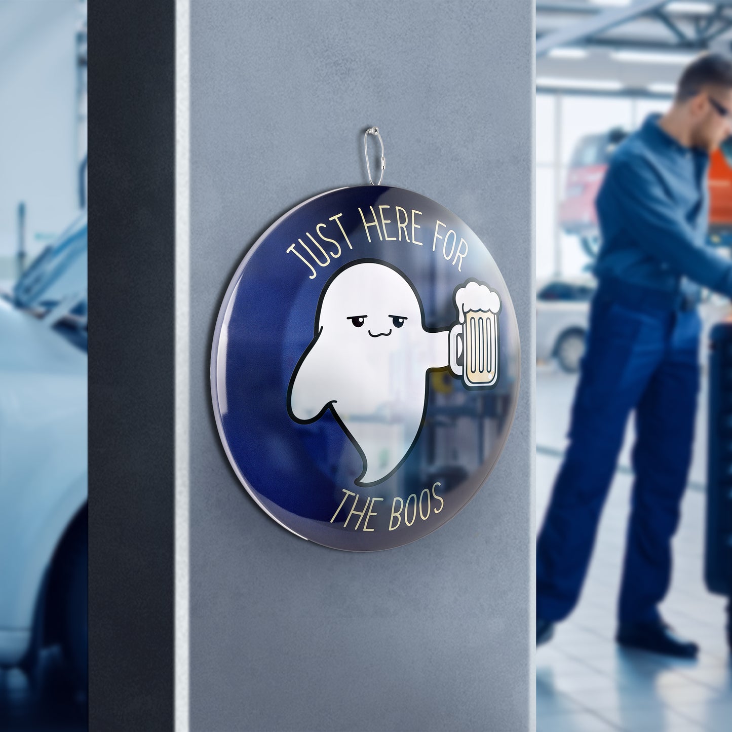 Just Here for the Boos Domed Metal Sign Round Dome Metal Sign - 15"