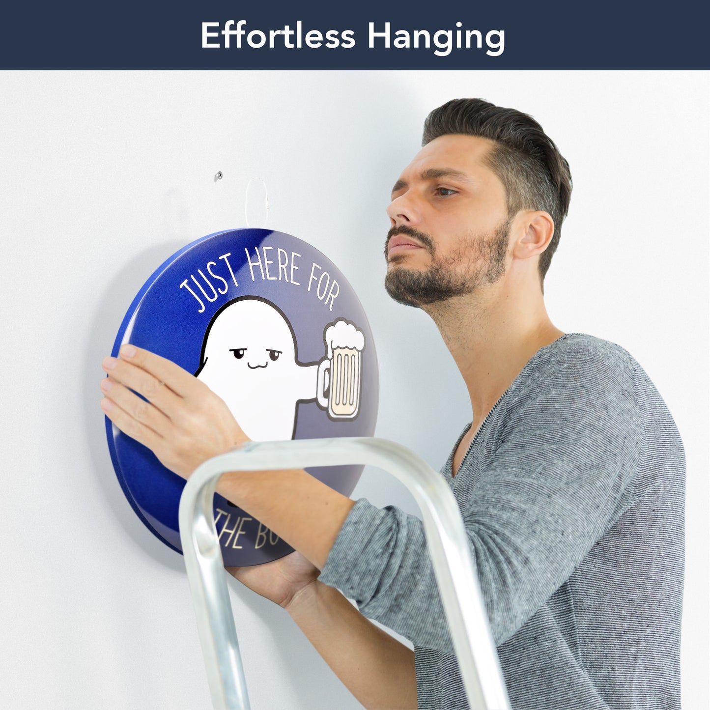 Just Here for the Boos Domed Metal Sign Round Dome Metal Sign - 15"