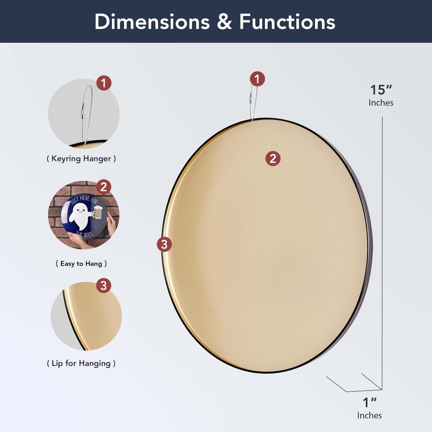 Just Here for the Boos Domed Metal Sign Round Dome Metal Sign - 15"