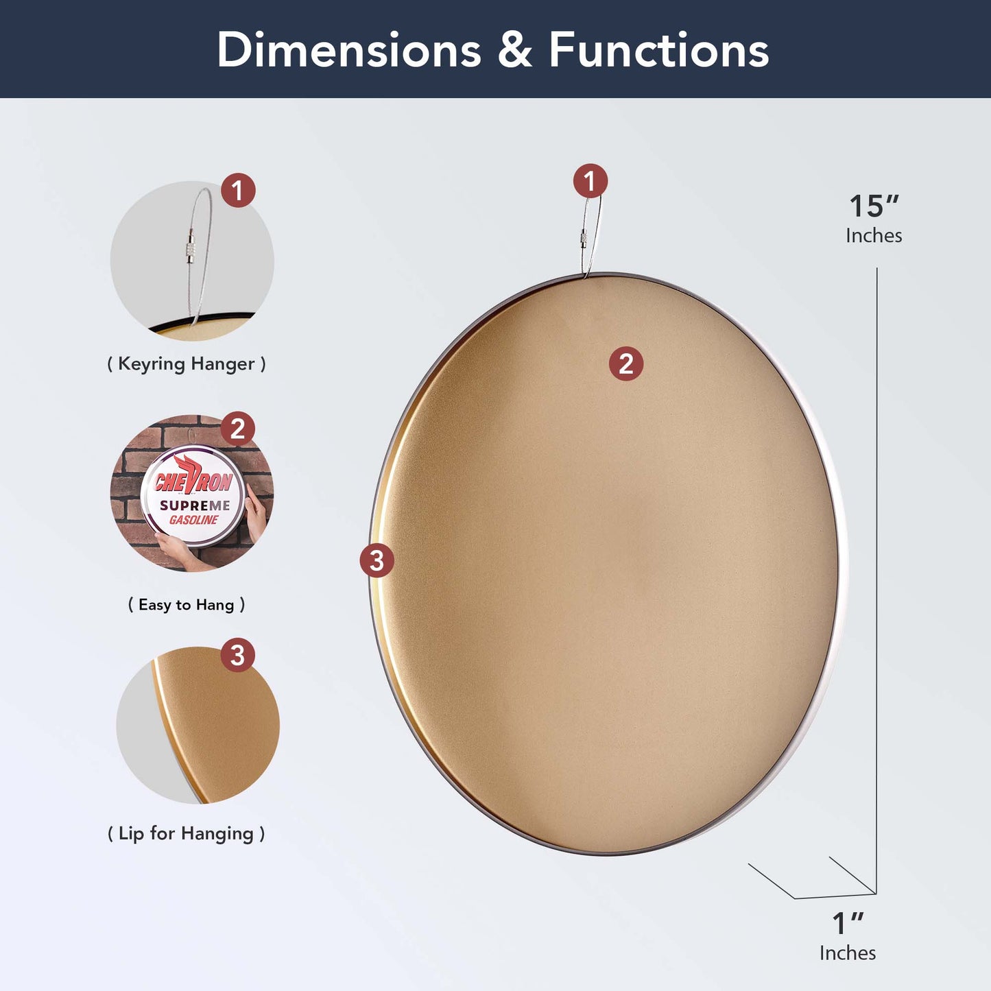 Busted Knuckle Garage Domed Metal Sign Round Dome Metal Sign - 15"