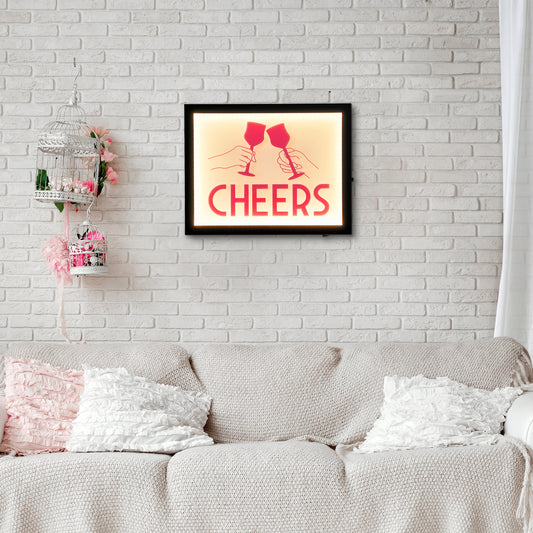 Tipsy Printed Cheers LED Light Box Wall Sign
