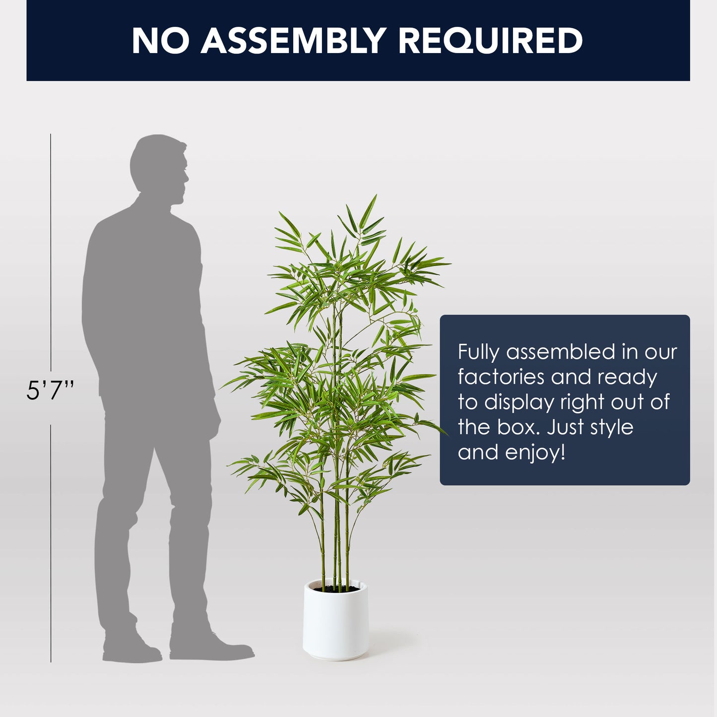 Realistic Artificial Bamboo Tree Faux Plant in a White Pot - 60" - Botanica Home