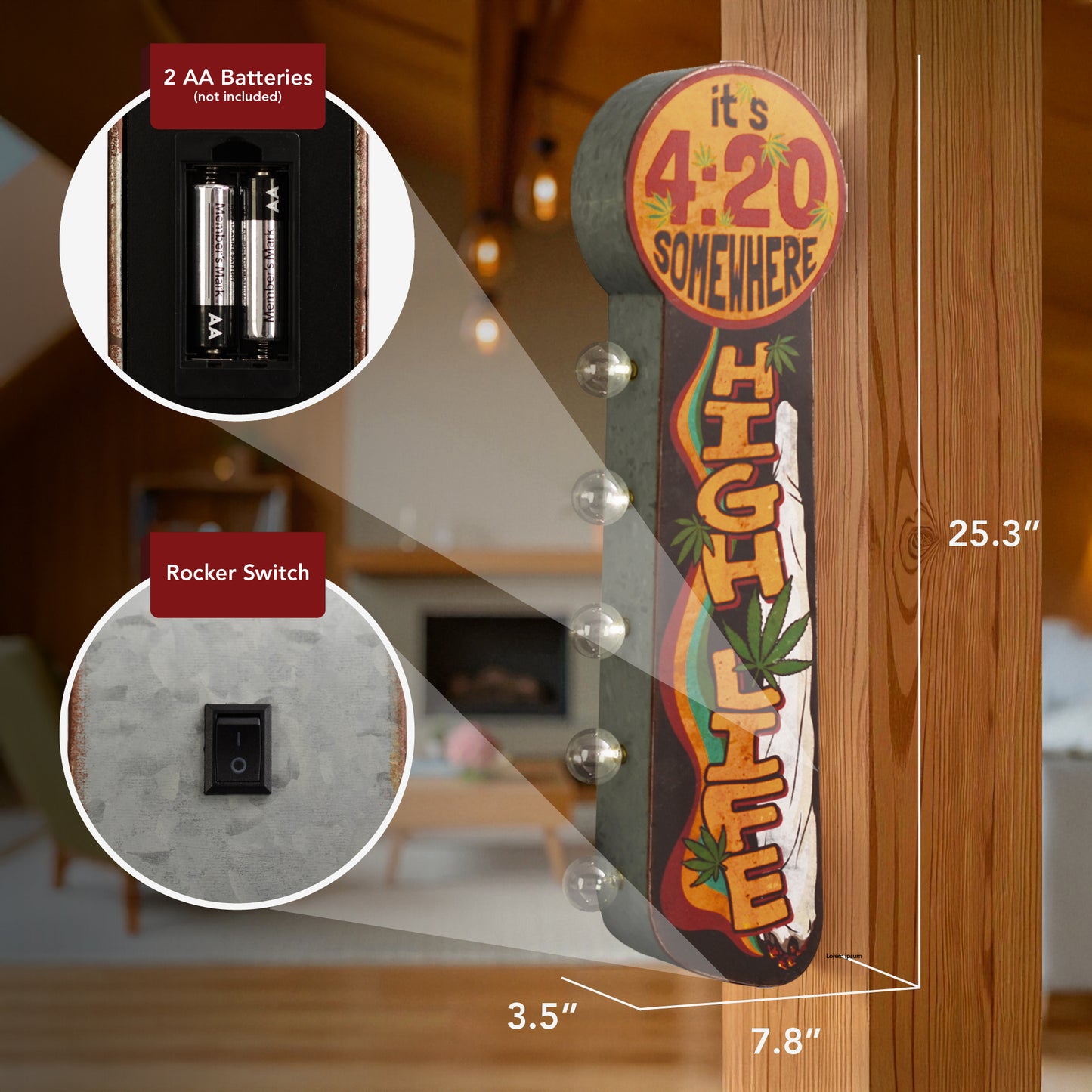 420 'High Life' LED Metal Sign - Cannabis Marquee Wall Decor