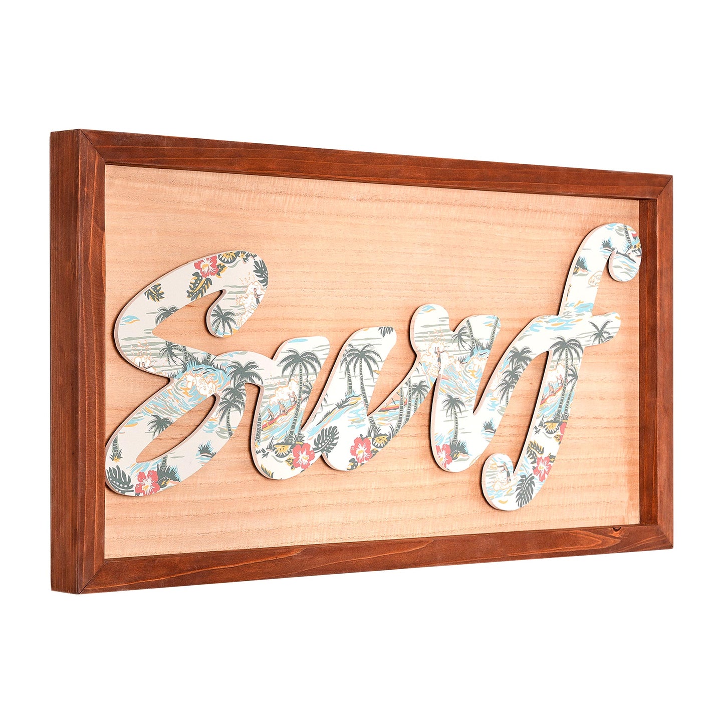 Kona Coast by Reyn Spooner Framed Floral Typographic Surf Wall Art - 24" x 12"