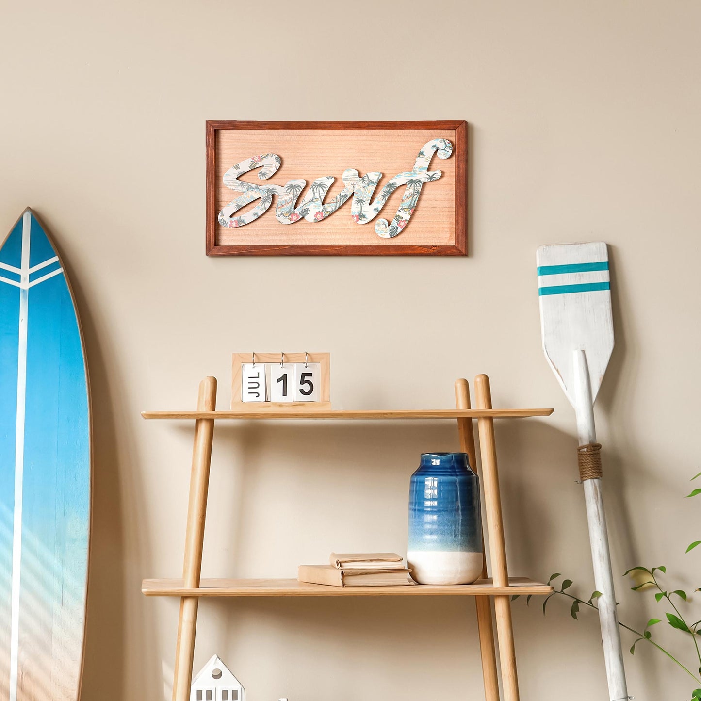 Kona Coast by Reyn Spooner Framed Floral Typographic Surf Wall Art - 24" x 12"