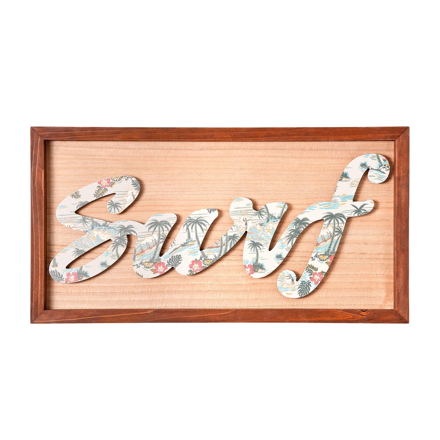 Kona Coast by Reyn Spooner Framed Floral Typographic Surf Wall Art - 24" x 12"