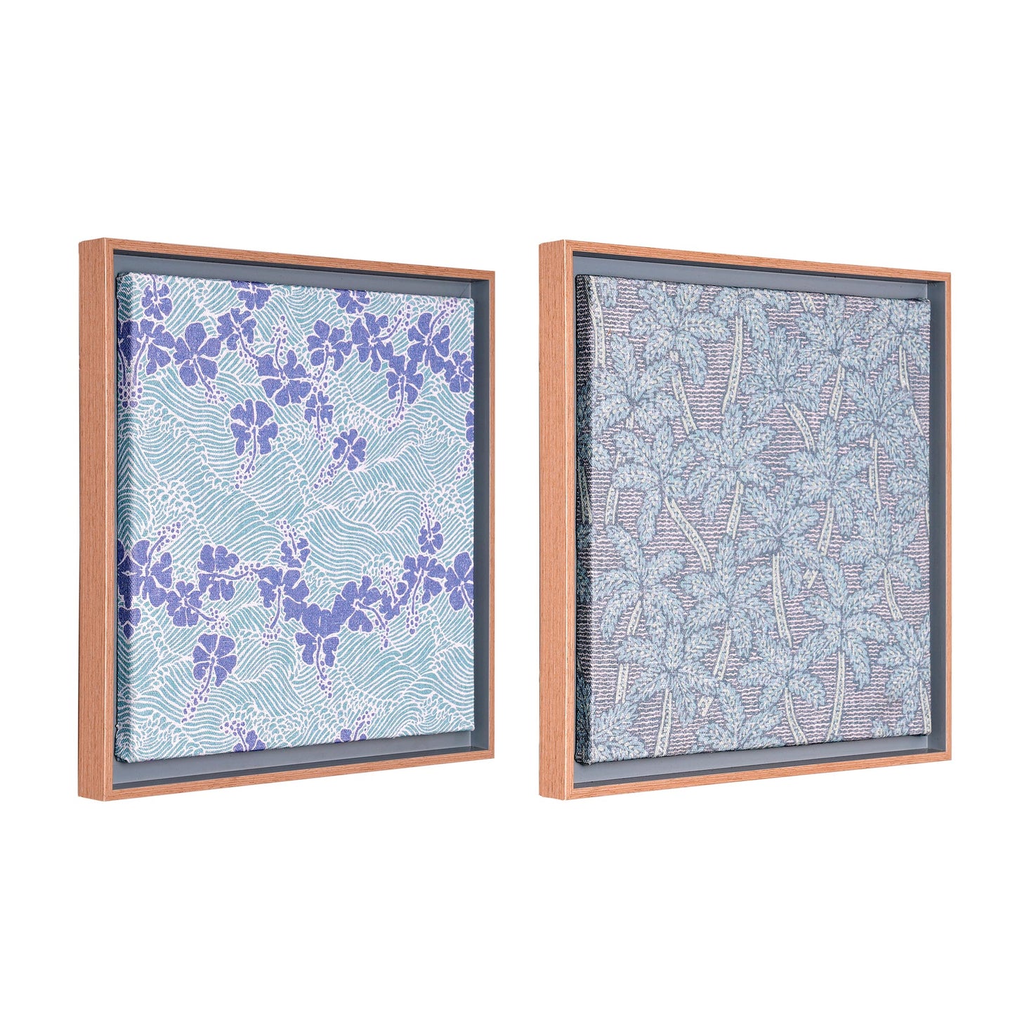 Kona Coast by Reyn Spooner Framed Tropical Flowers Floated Printed Linen Wall Art Set of 2