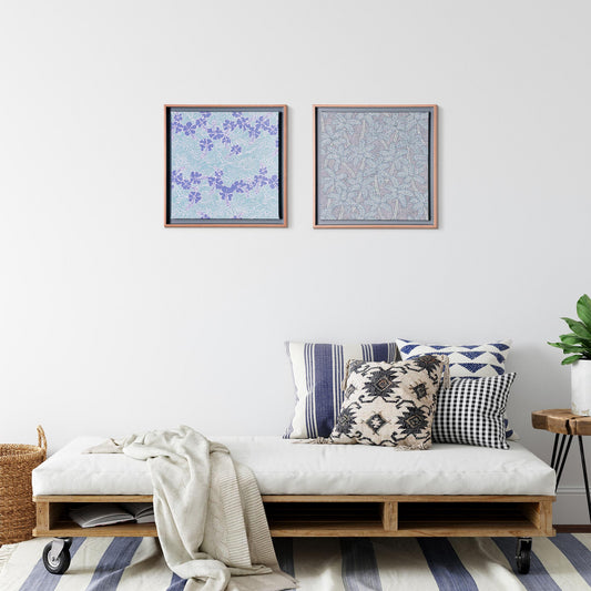 Kona Coast by Reyn Spooner Framed Tropical Flowers Floated Printed Linen Wall Art Set of 2