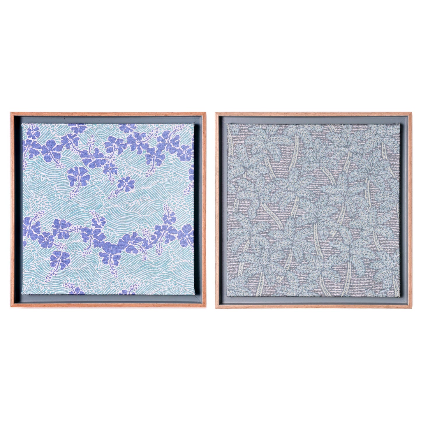 Kona Coast by Reyn Spooner Framed Tropical Flowers Floated Printed Linen Wall Art Set of 2