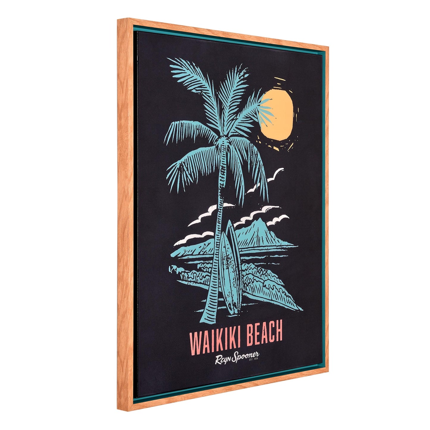 Kona Coast by Reyn Spooner Framed Waikiki Lacquer Printed Canvas Wall Art - 21" x 27"