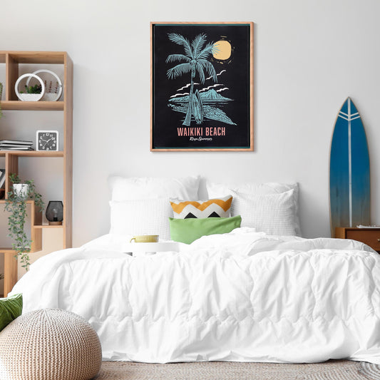 Kona Coast by Reyn Spooner Framed Waikiki Lacquer Printed Canvas Wall Art - 21" x 27"