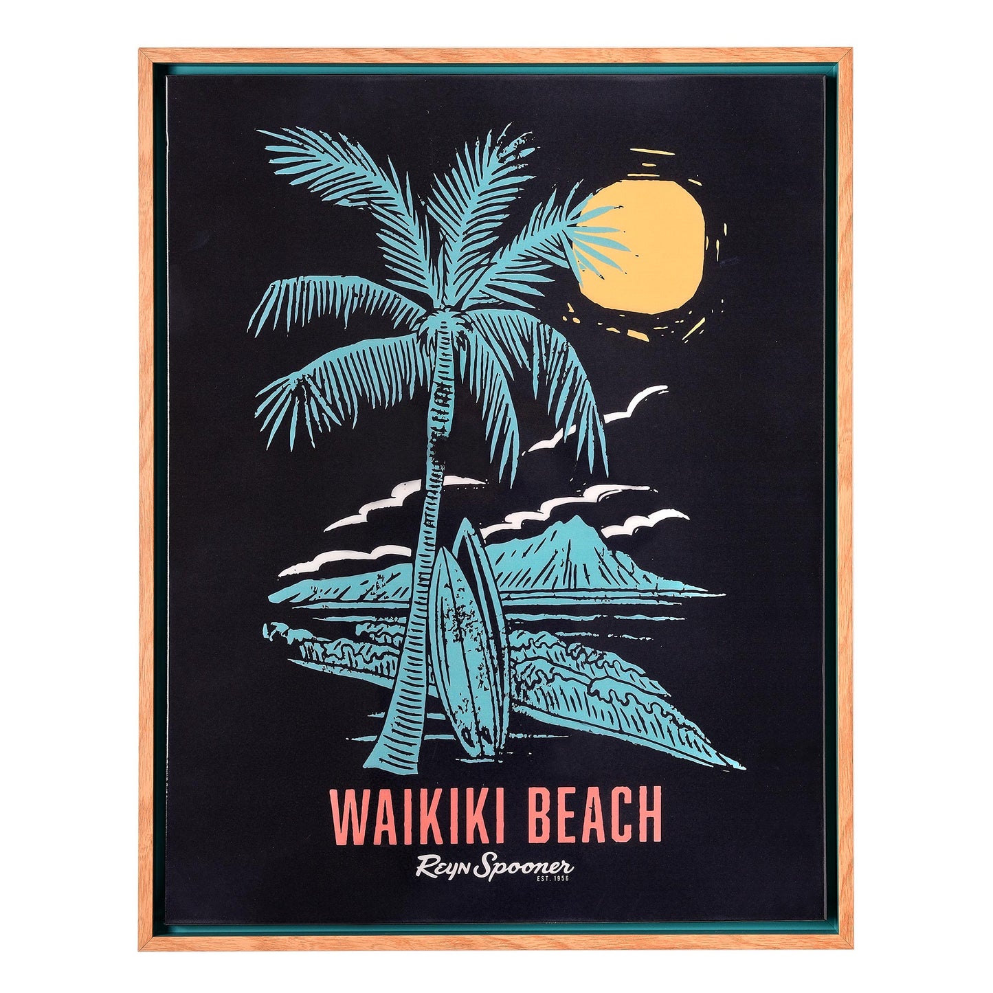 Kona Coast by Reyn Spooner Framed Waikiki Lacquer Printed Canvas Wall Art - 21" x 27"