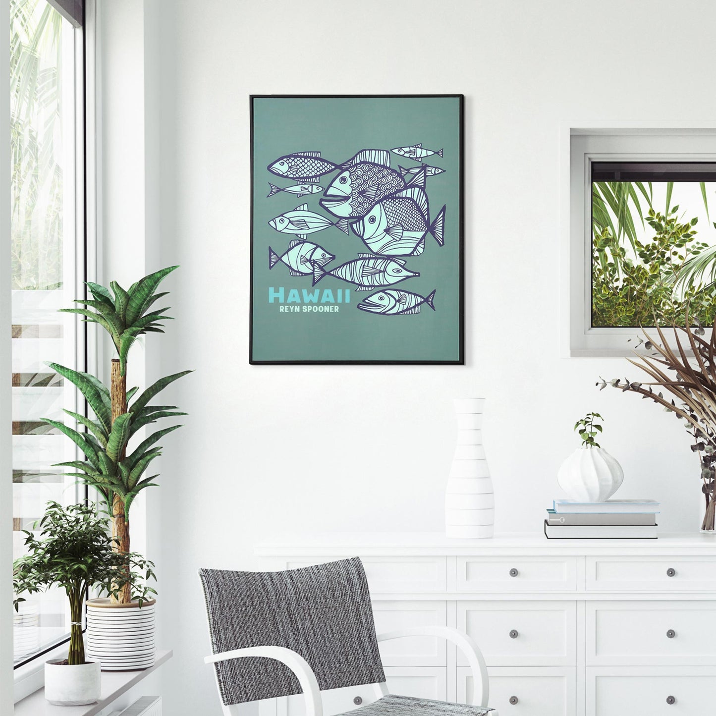 Kona Coast by Reyn Spooner Framed Fishes on Printed Glass - 24" x 18"