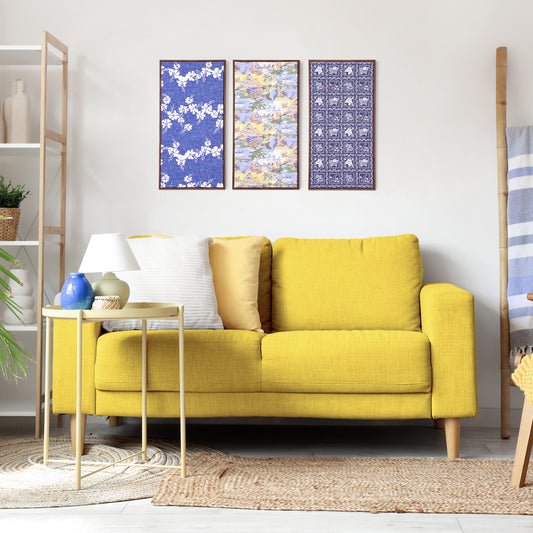 Kona Coast by Reyn Spooner Framed 50th State Flower, Transpacific 40's, Lahaina Sailor, Printed Linen Wall Art Set of 3