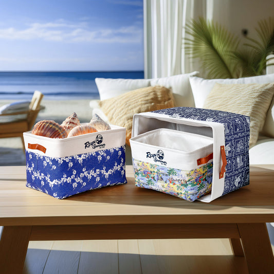 Kona Coast by Reyn Spooner 50th State Flower, Transpacific 40's, Lahaina Sailor, Printed Fabric Basket Set of 3