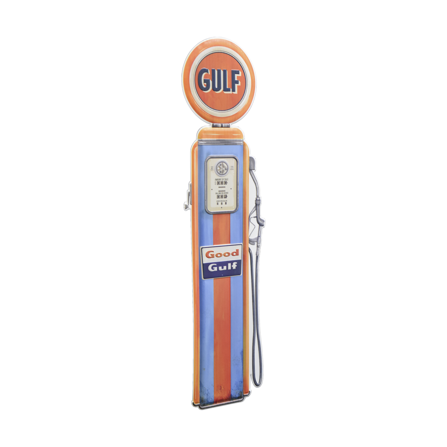 Gulf Oil Vintage Gas Pump Metal Sign - Retro Garage Decor