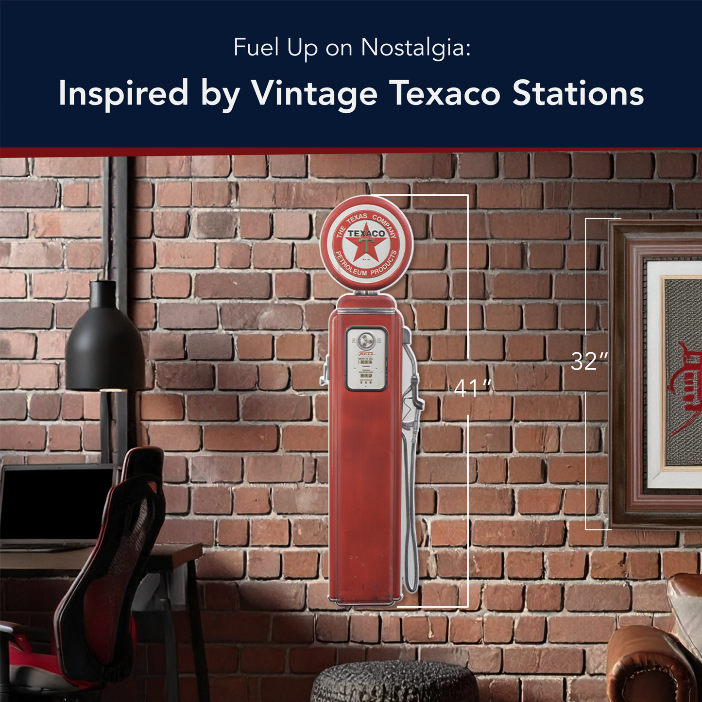 Texaco Oil Vintage Gas Pump Metal Sign - Retro Garage Decor
