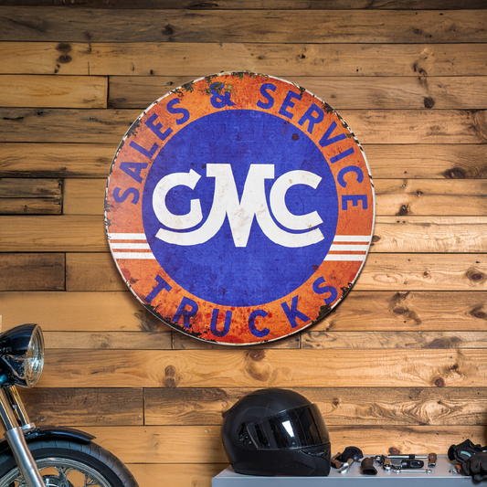 GMC Trucks Sales & Service Metal Sign 30" - Vintage Wall Art Classic Home Decor
