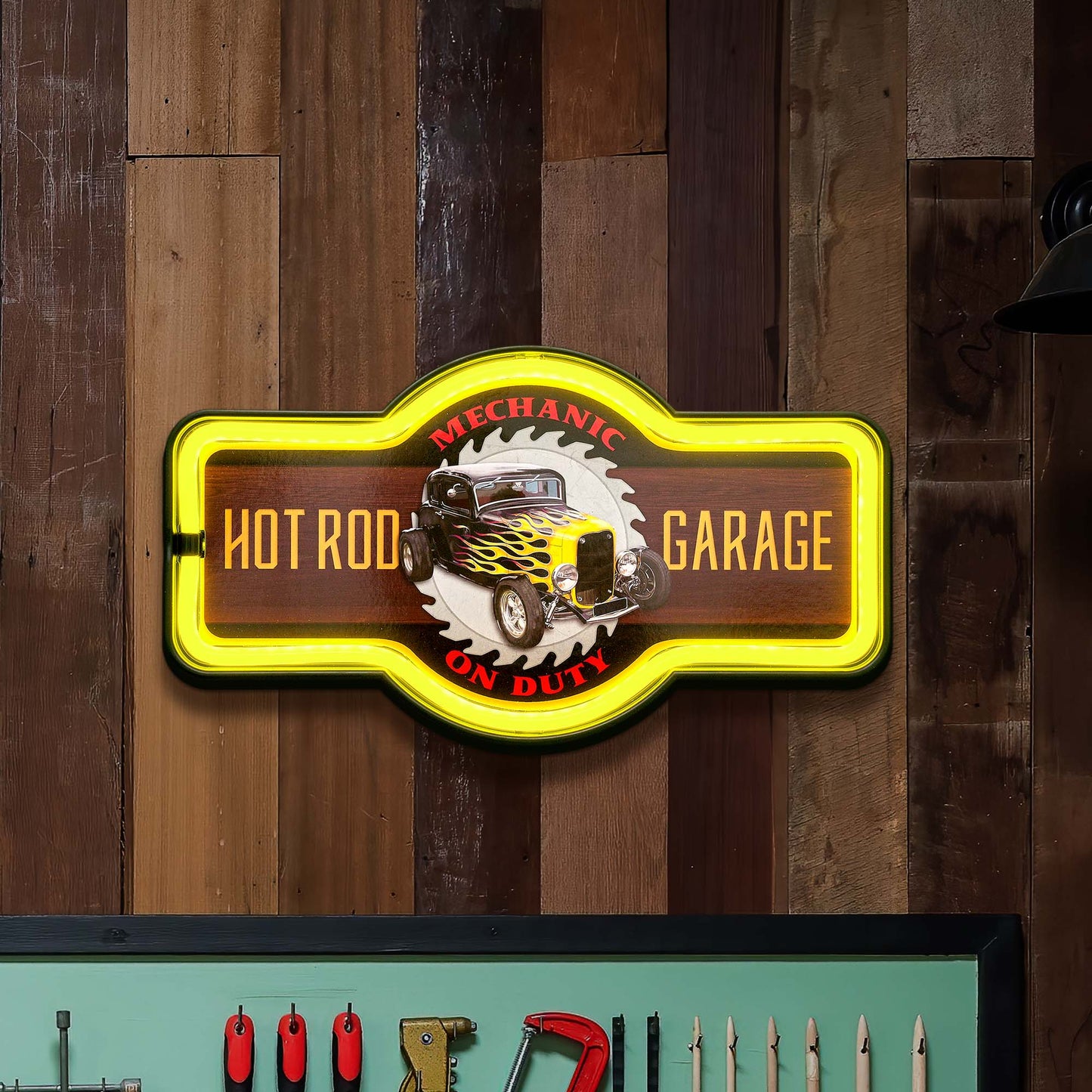 Hot Rod Garage Marquee Neon Rope Bar Sign - 17"