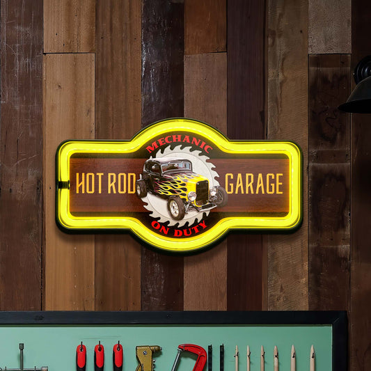 Hot Rod Garage Marquee Neon Rope Bar Sign - 17"