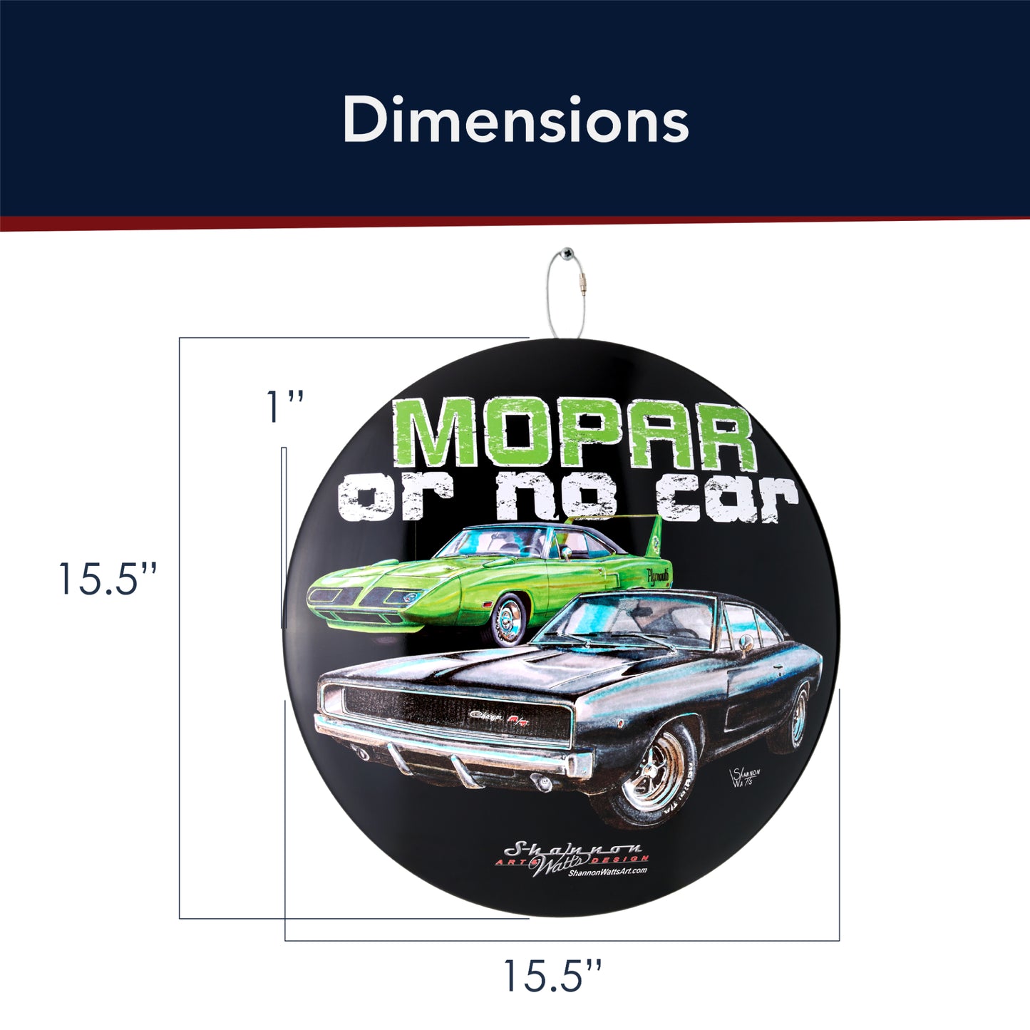 Mopar Metal Wall Art Sign 15" by Shannon Watts - Classic Car Wall Decor