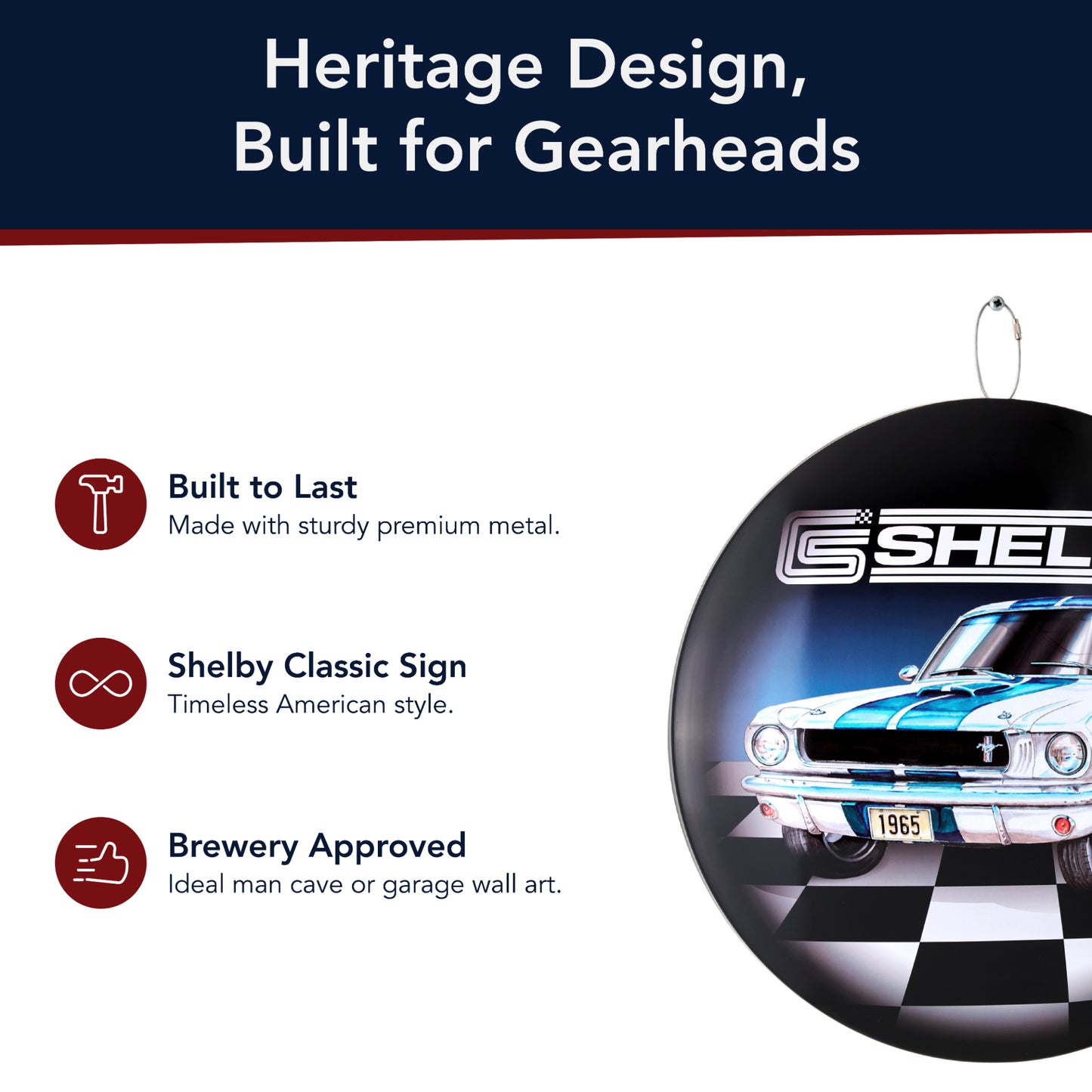 65 Ford Shelby Metal Wall Art Sign 15" by Shannon Watts - Officially Licensed Classic Car Wall Decor