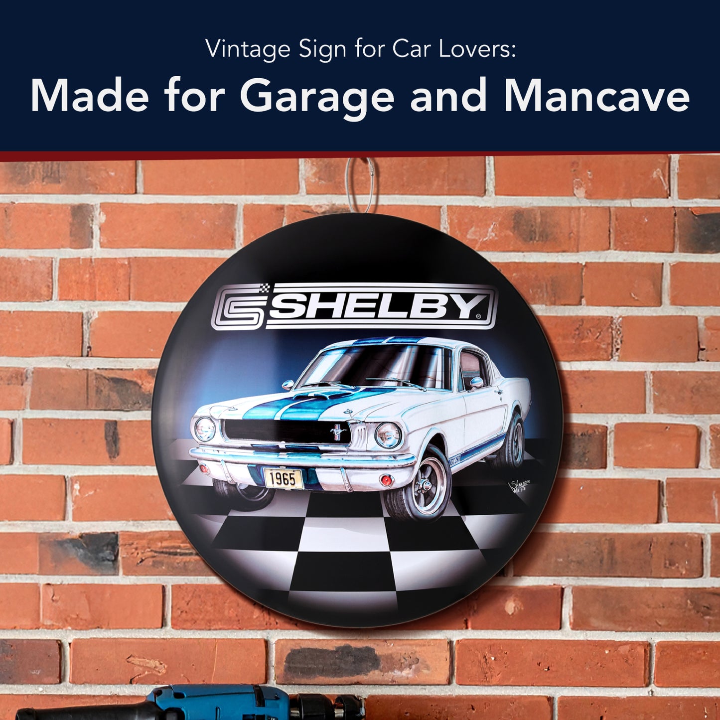 65 Ford Shelby Metal Wall Art Sign 15" by Shannon Watts - Officially Licensed Classic Car Wall Decor