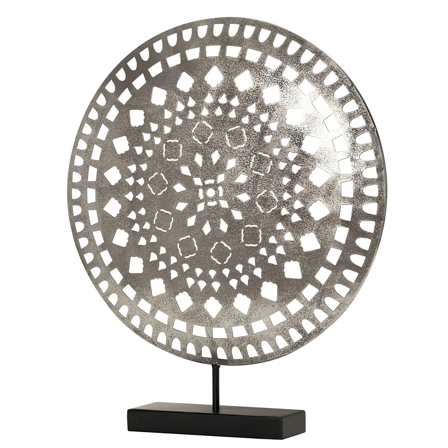 Silver Contemporary Metal Medallion Sculpture