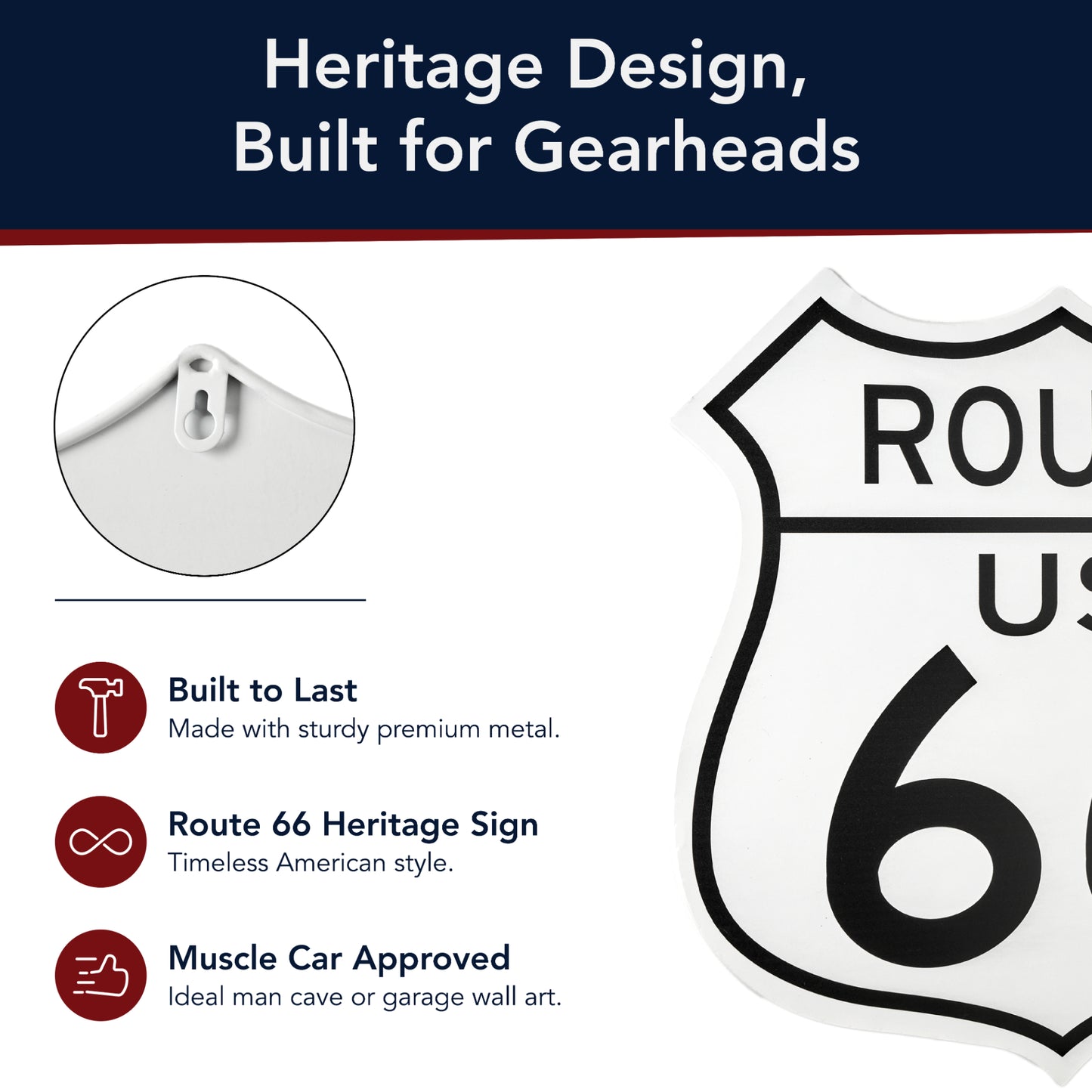 Route 66 Metal Sign 30" - Vintage Wall Art for Classic Home Decor