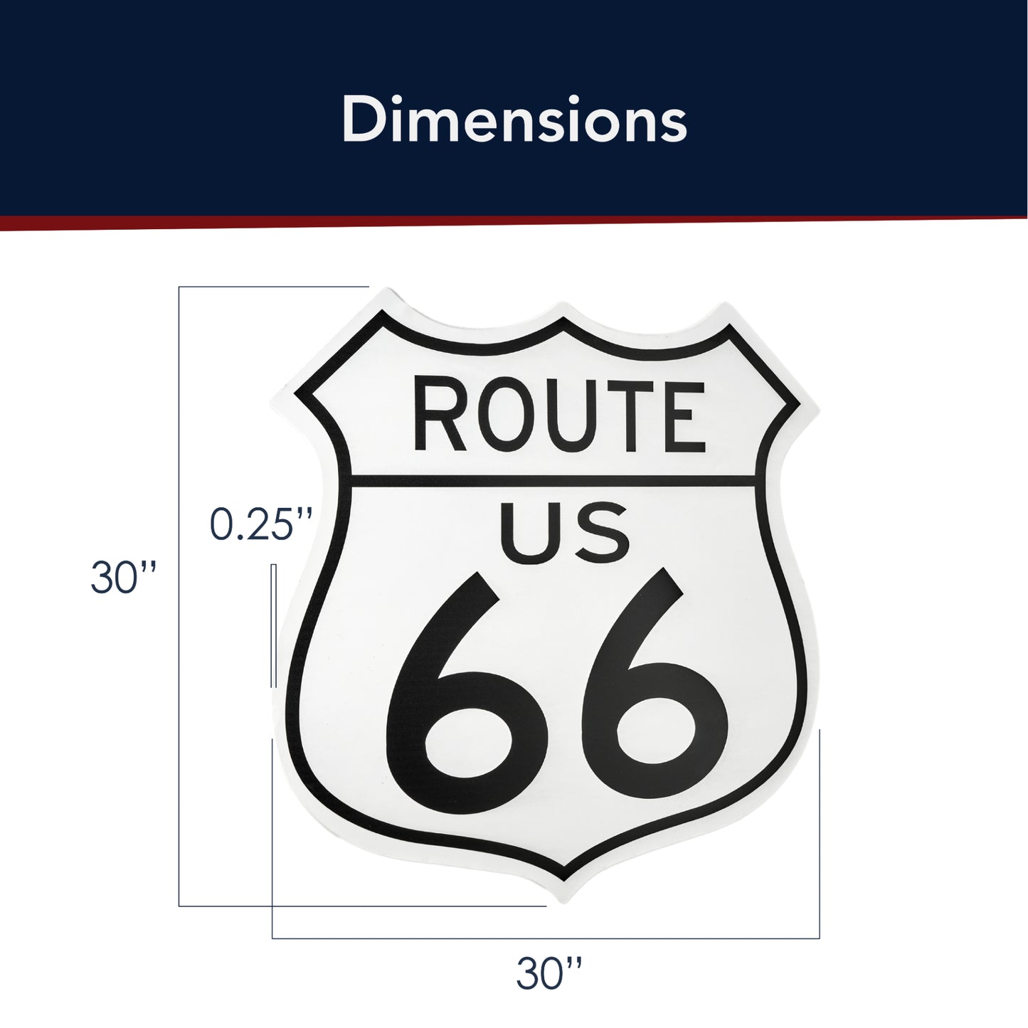 Route 66 Metal Sign 30" - Vintage Wall Art for Classic Home Decor