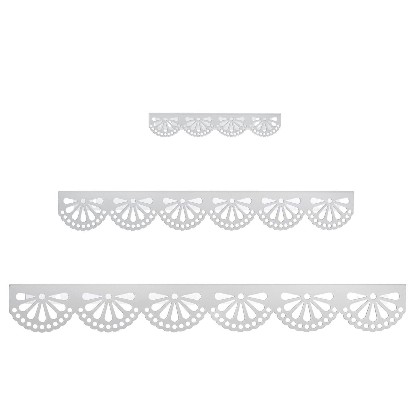 Scallop Metal Floating Shelves, 3pc Picture Ledge Set - White