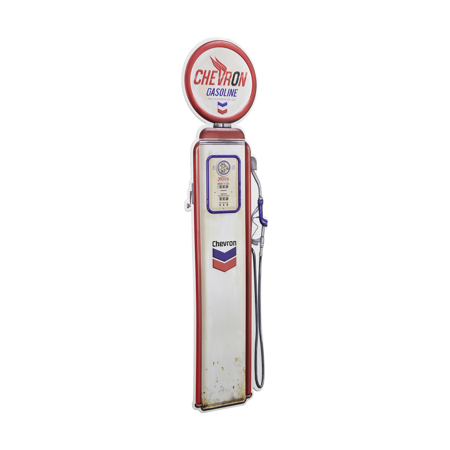 Chevron Oil Vintage Gas Pump Metal Sign - Retro Garage Decor