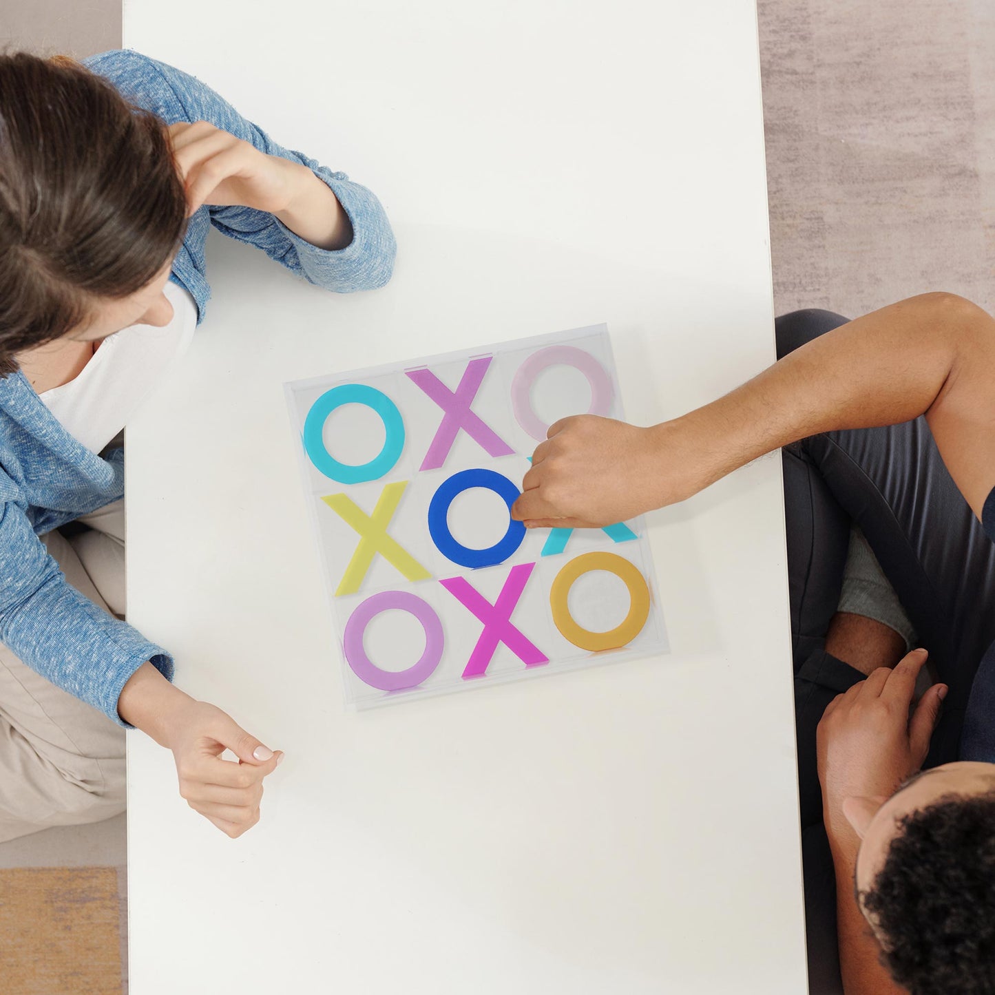 Acrylic Tic Tac Toe Board Game Set X's & O's - Coffee Table Decor - Family, Kids & Adult Tabletop Puzzles for Game Night Multicolor, 10" x 10"