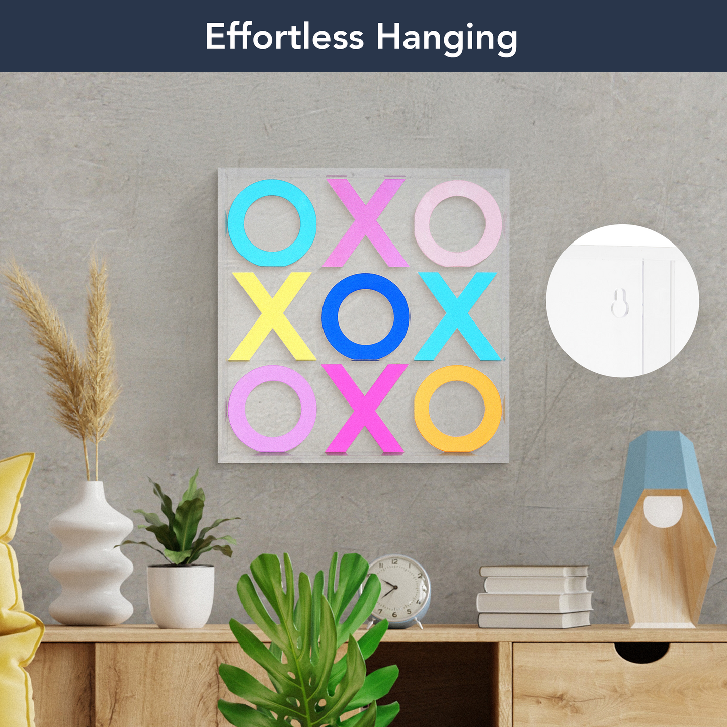Acrylic Tic Tac Toe Board Game Set X's & O's - Coffee Table Decor - Family, Kids & Adult Tabletop Puzzles for Game Night Multicolor, 10" x 10"
