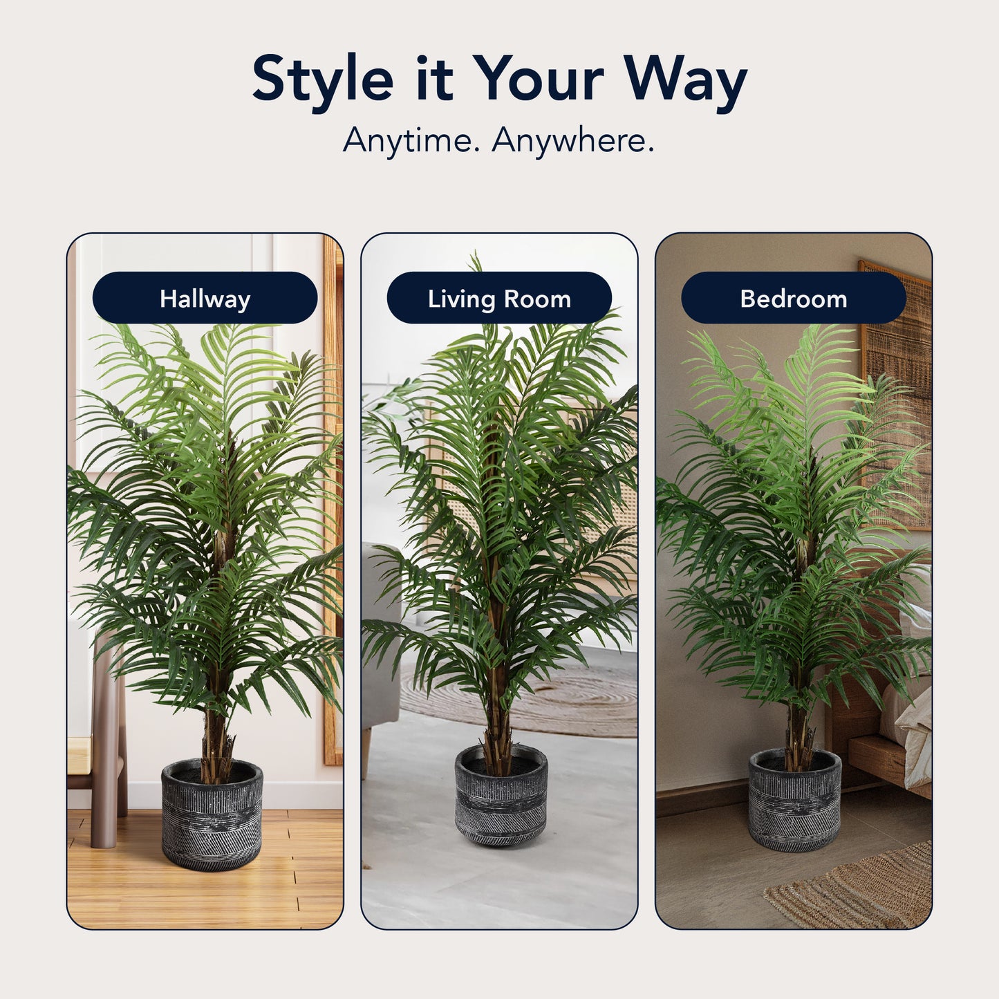 Artificial Palm Tree in Cement Pot Faux Plant for Home or Office - 60"