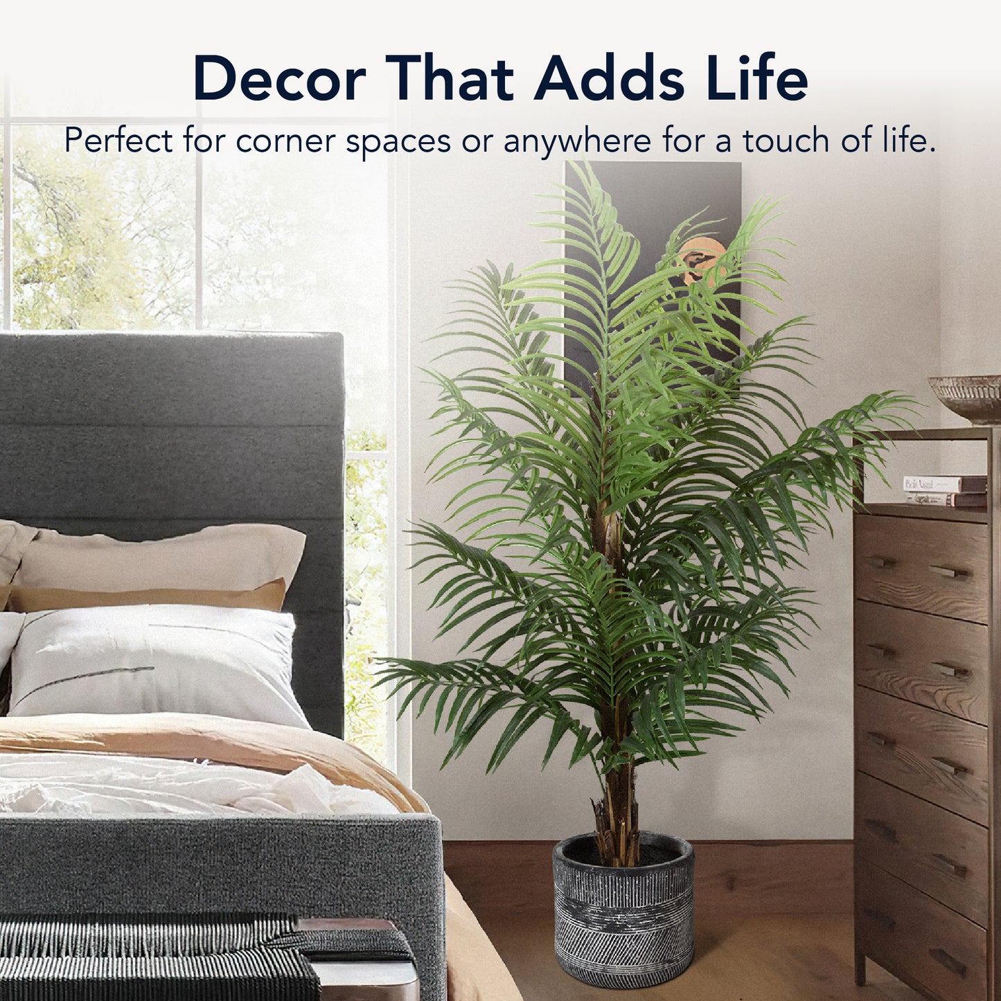 Artificial Palm Tree in Cement Pot Faux Plant for Home or Office - 60"