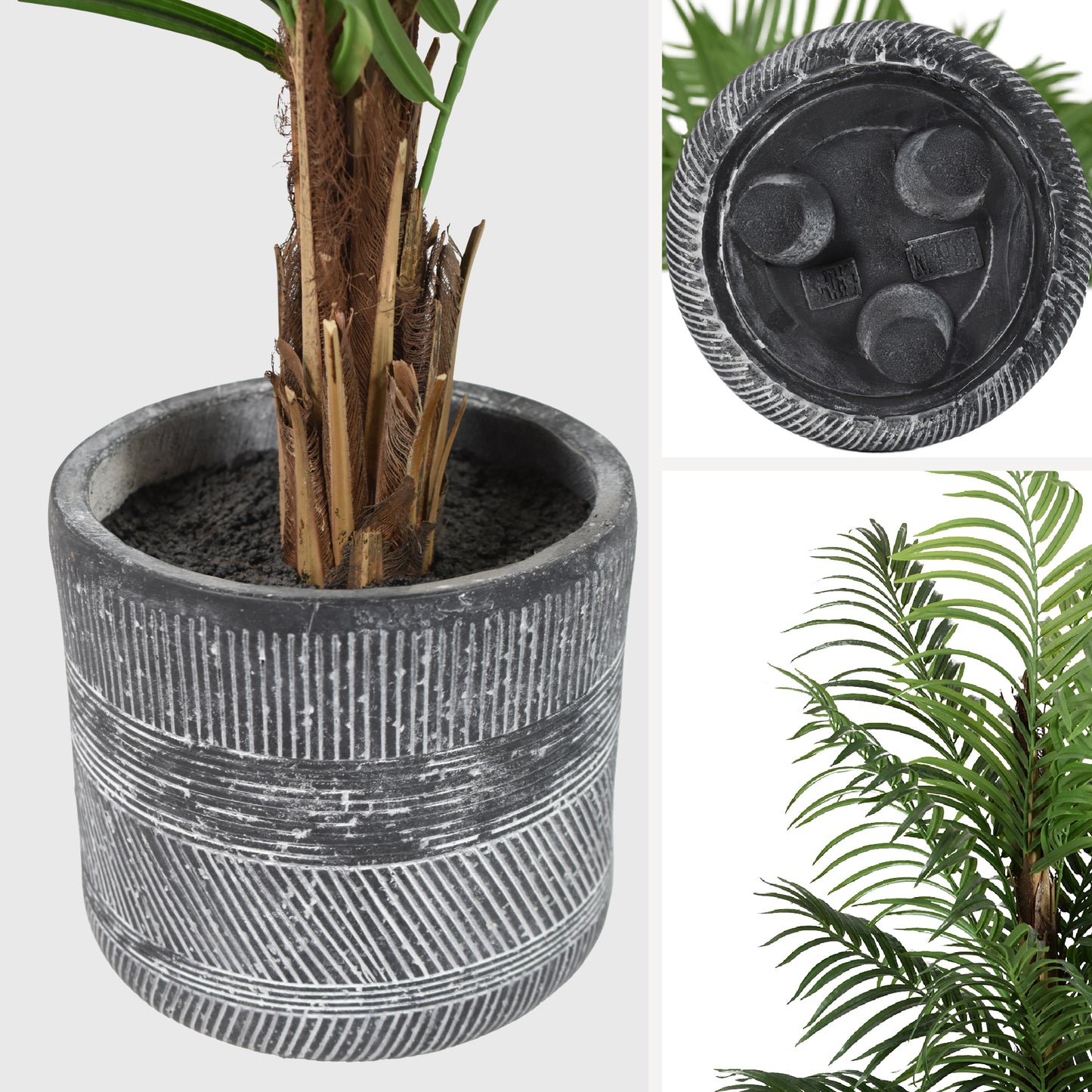 Artificial Palm Tree in Cement Pot Faux Plant for Home or Office - 60"
