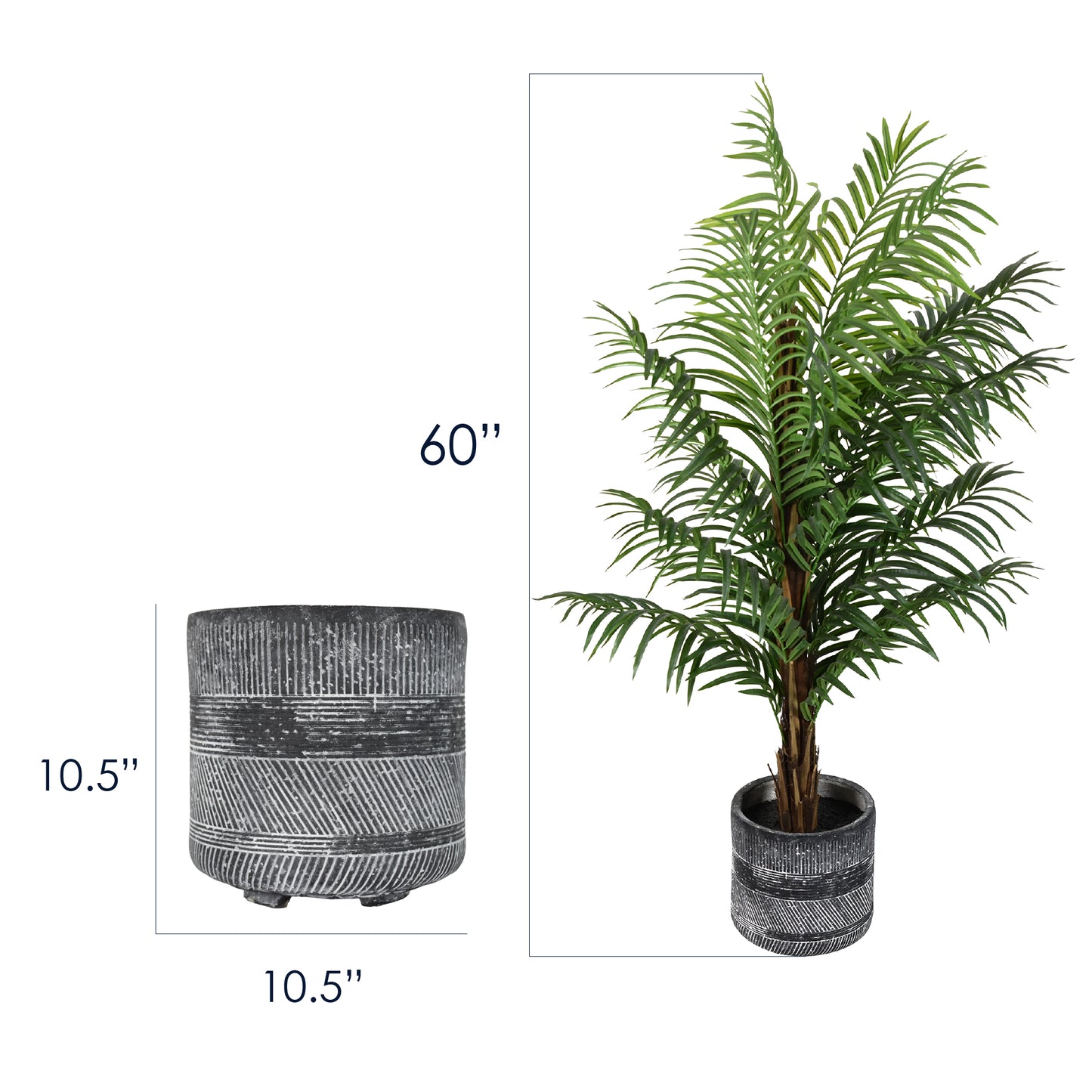 Artificial Palm Tree in Cement Pot Faux Plant for Home or Office - 60"